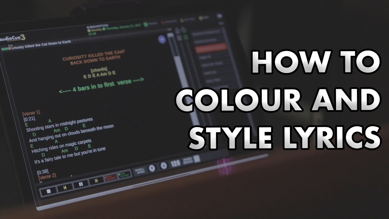 Using the inline Editor to colour and style your lyrics in audioCue